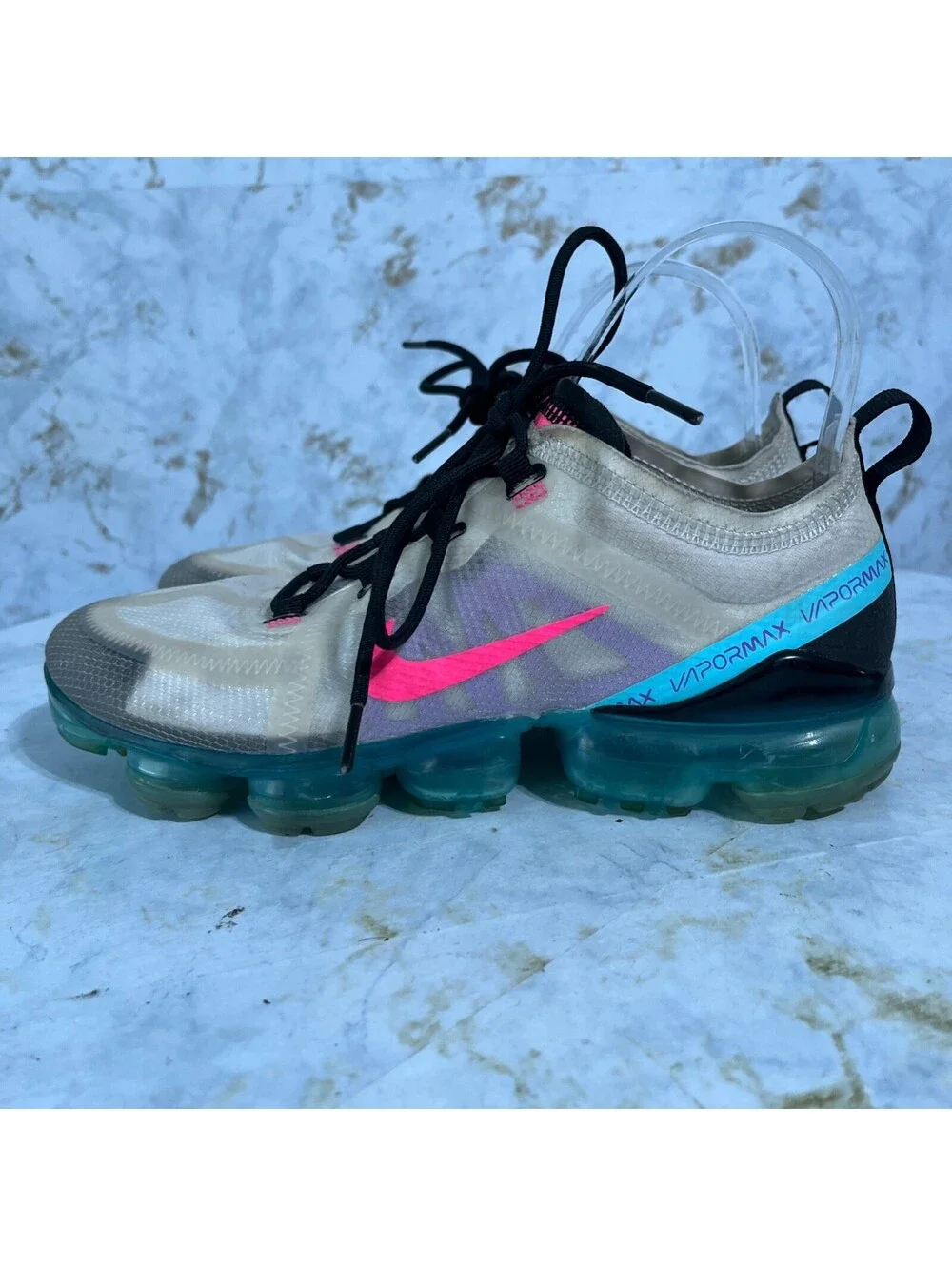 Nike Air Vapormax 2019 Women's Size 8 Running Shoes Beige Pink Athletic Sneakers